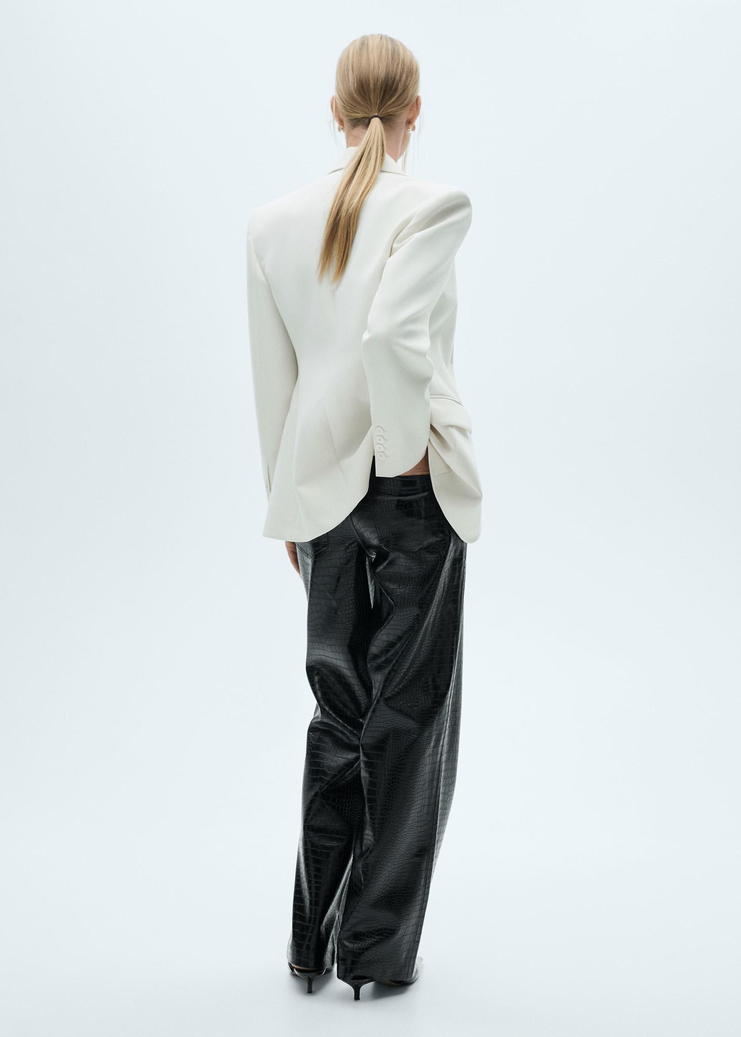 Croco leather-effect straight-fit pants - Women | MANGO USA Product Image