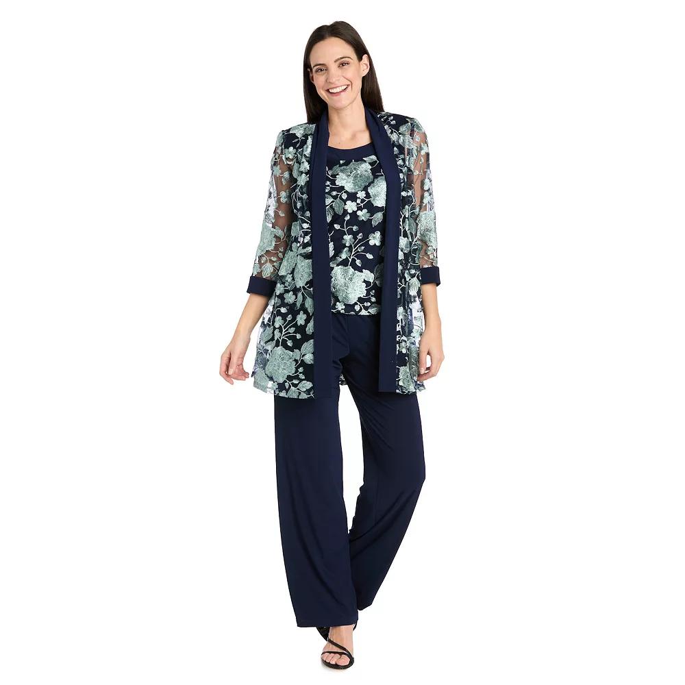 Women's R&M Richards 2-pc. Floral Threadwork Pantsuit,  Product Image