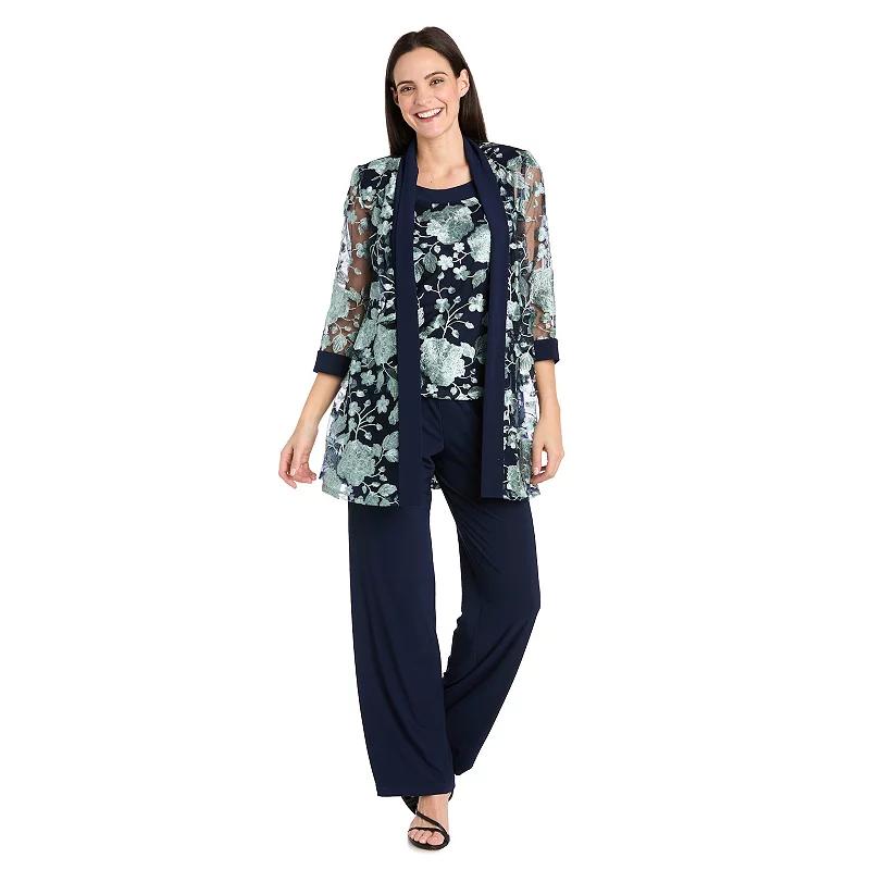 Women's R&M Richards 2-pc. Floral Threadwork Pantsuit,  Product Image