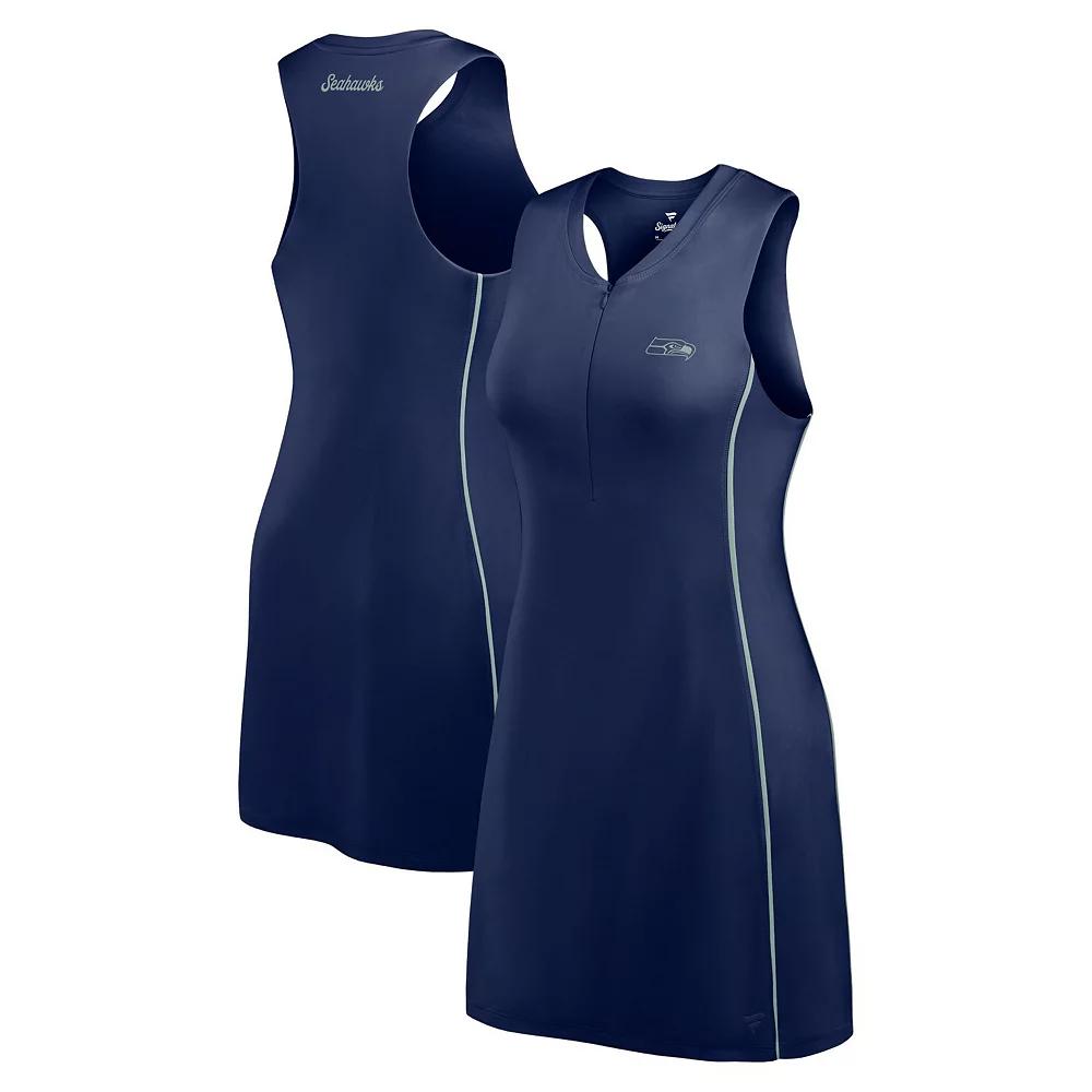 Women's Fanatics College Navy Seattle Seahawks Studio Boost Athletic Half-Zip Dress,  Product Image