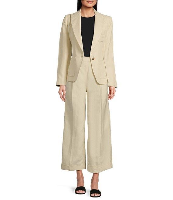 Lauren Ralph Lauren High Rise Pleated Cropped Wide Leg Pants Product Image