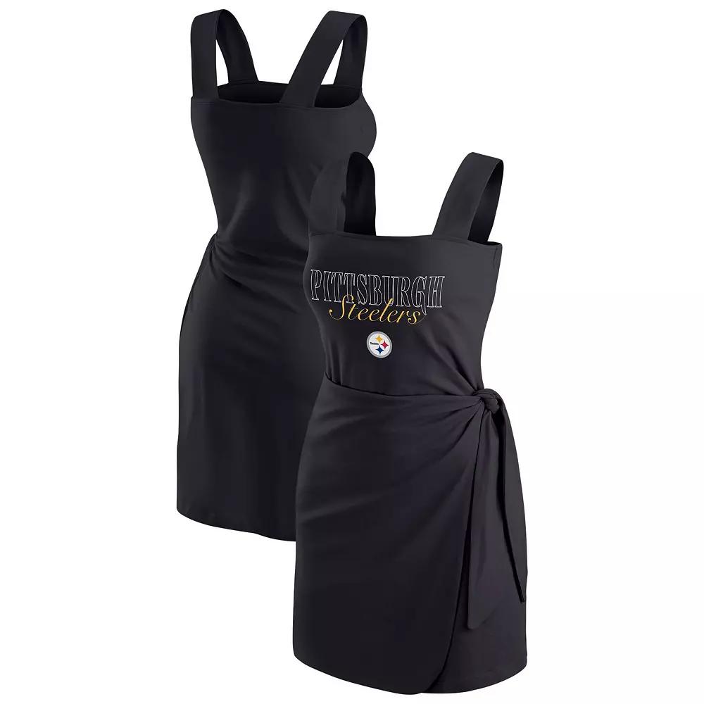 Women's WEAR by Erin Andrews Black Pittsburgh Steelers Wrap Dress,  Product Image