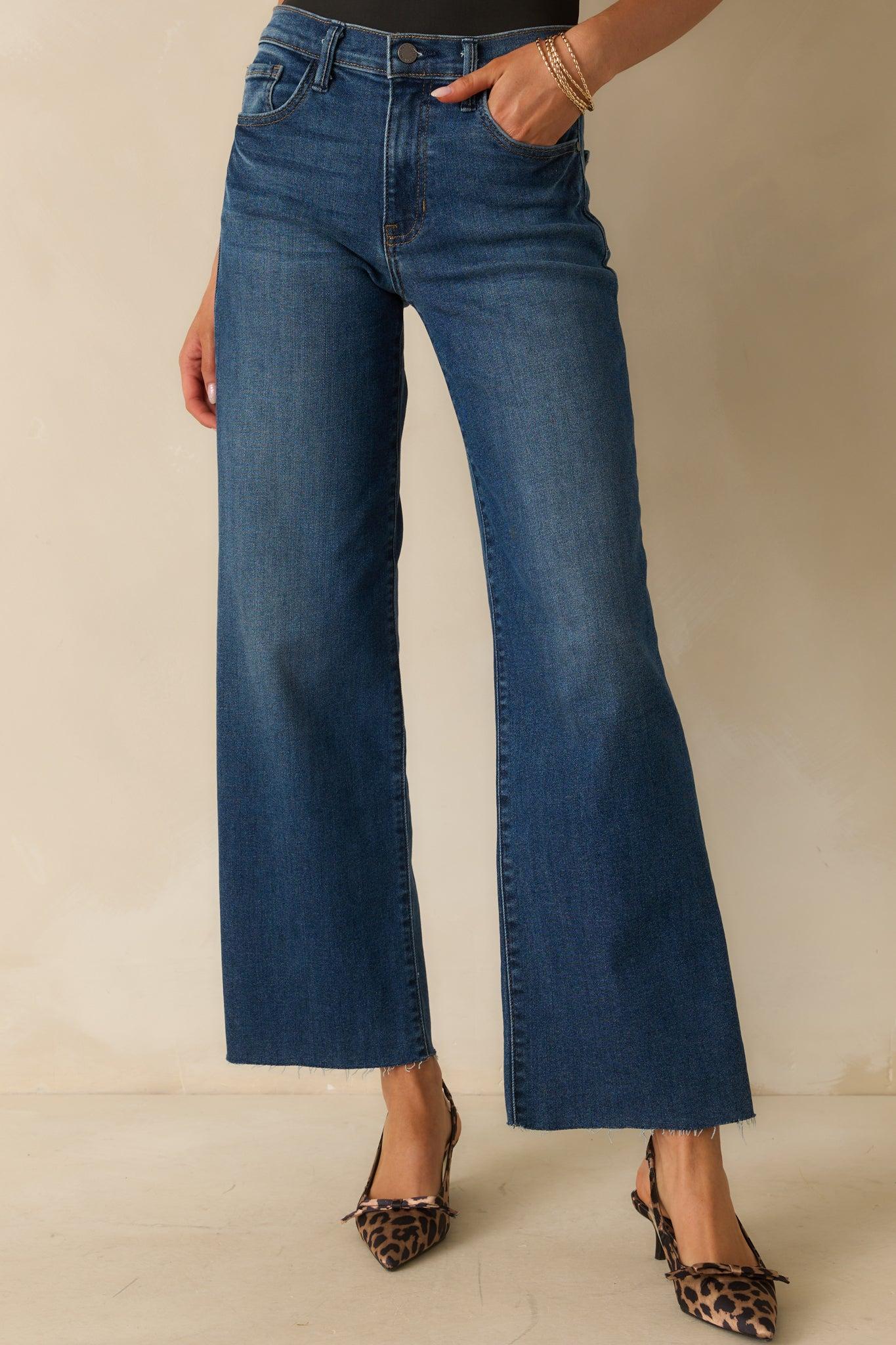 Always On Time Dark Wash Straight Leg Jeans Product Image