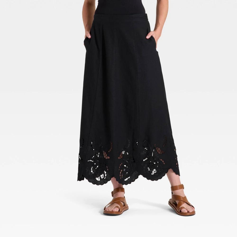 Women's Maxi Full Skirt - Universal Thread™ Black Product Image