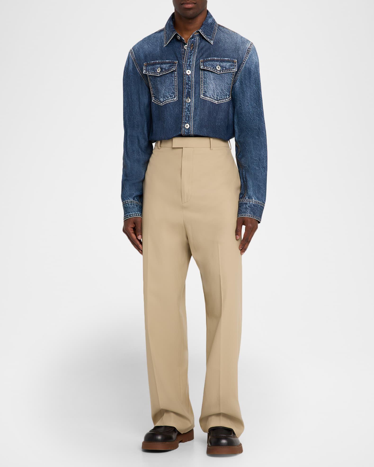 Men's Cotton Twill Straight-Leg Trousers Product Image