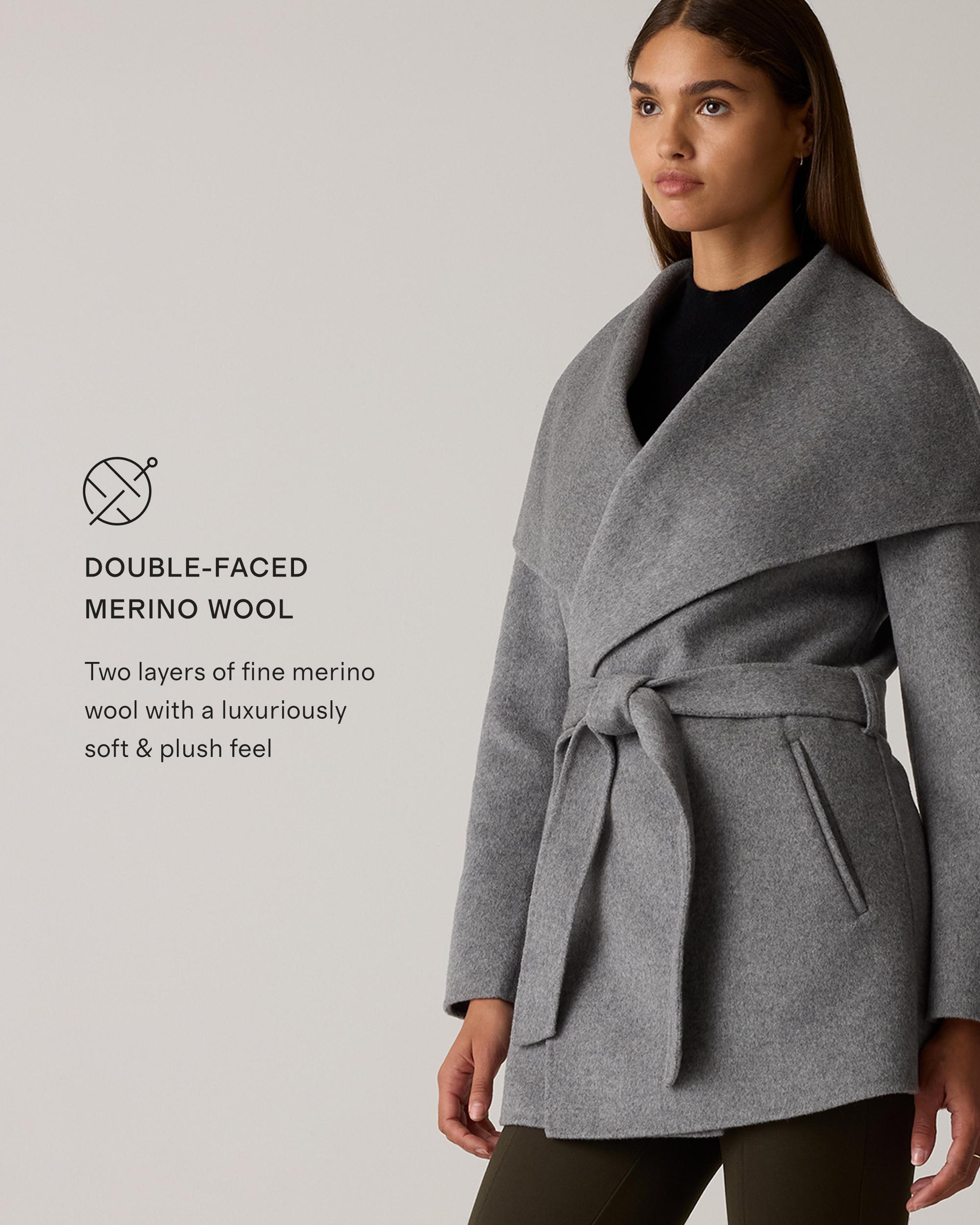 Quince | Women's Double-Faced Merino Wool Draped Collar Short Wrap Coat Product Image
