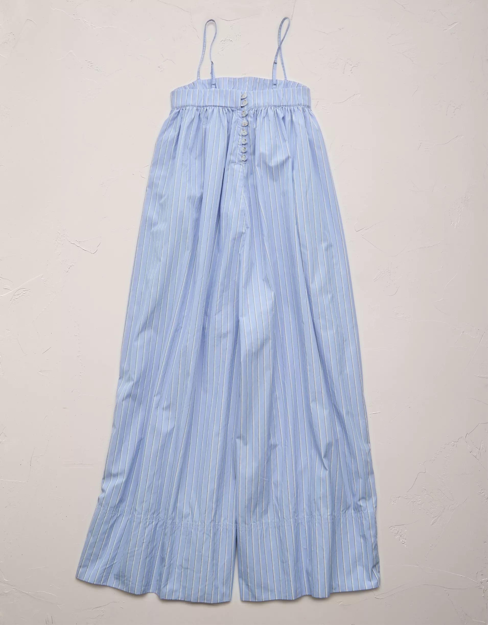 AE77 Premium Wide-Leg Cropped Poplin Jumpsuit Product Image