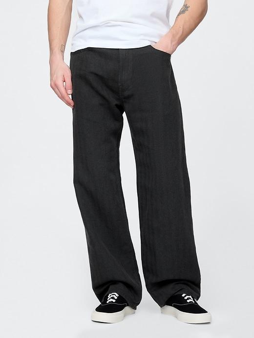 Linen-Cotton '90s Loose Herringbone Pants Product Image