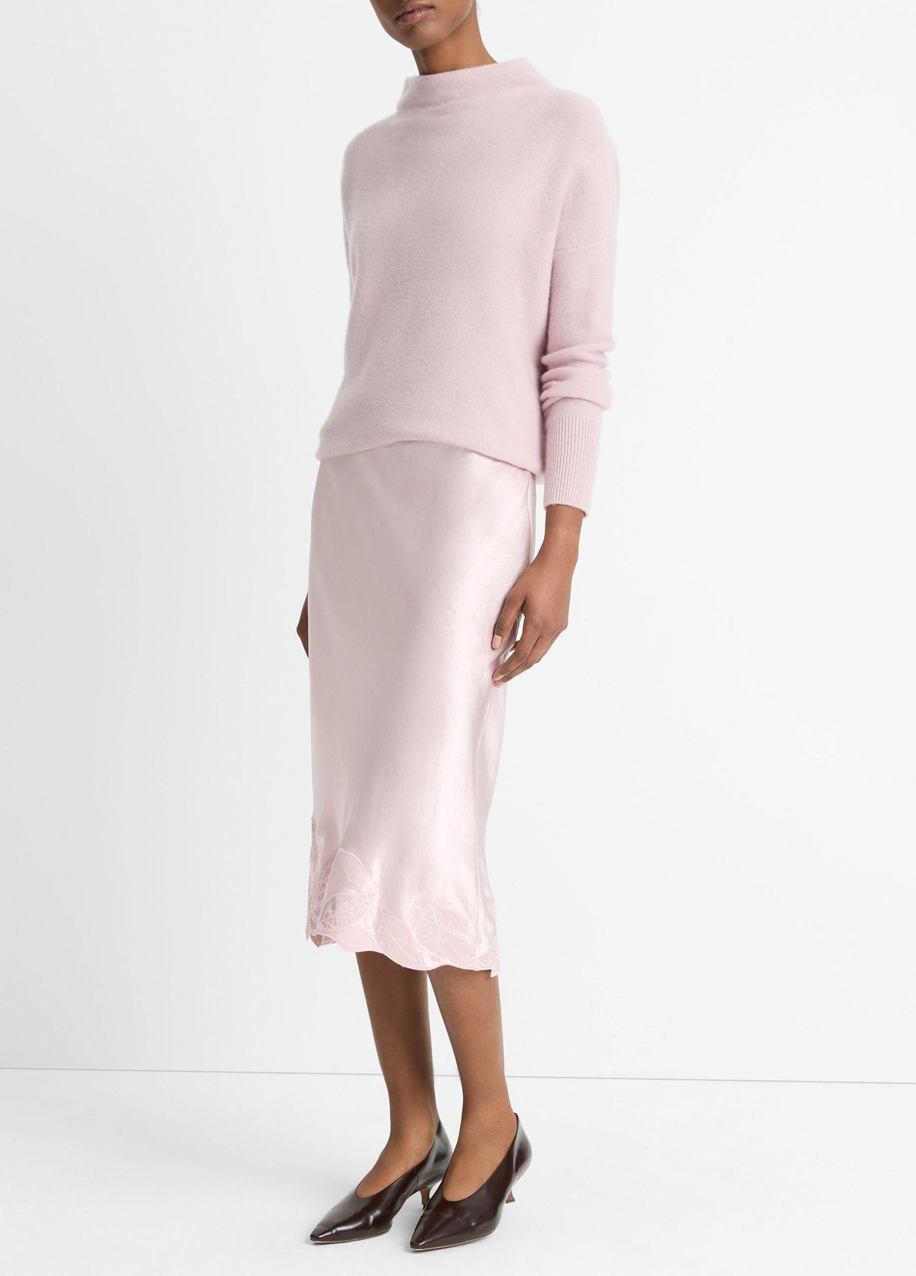 Cutout-Hem Satin Slip Skirt Product Image