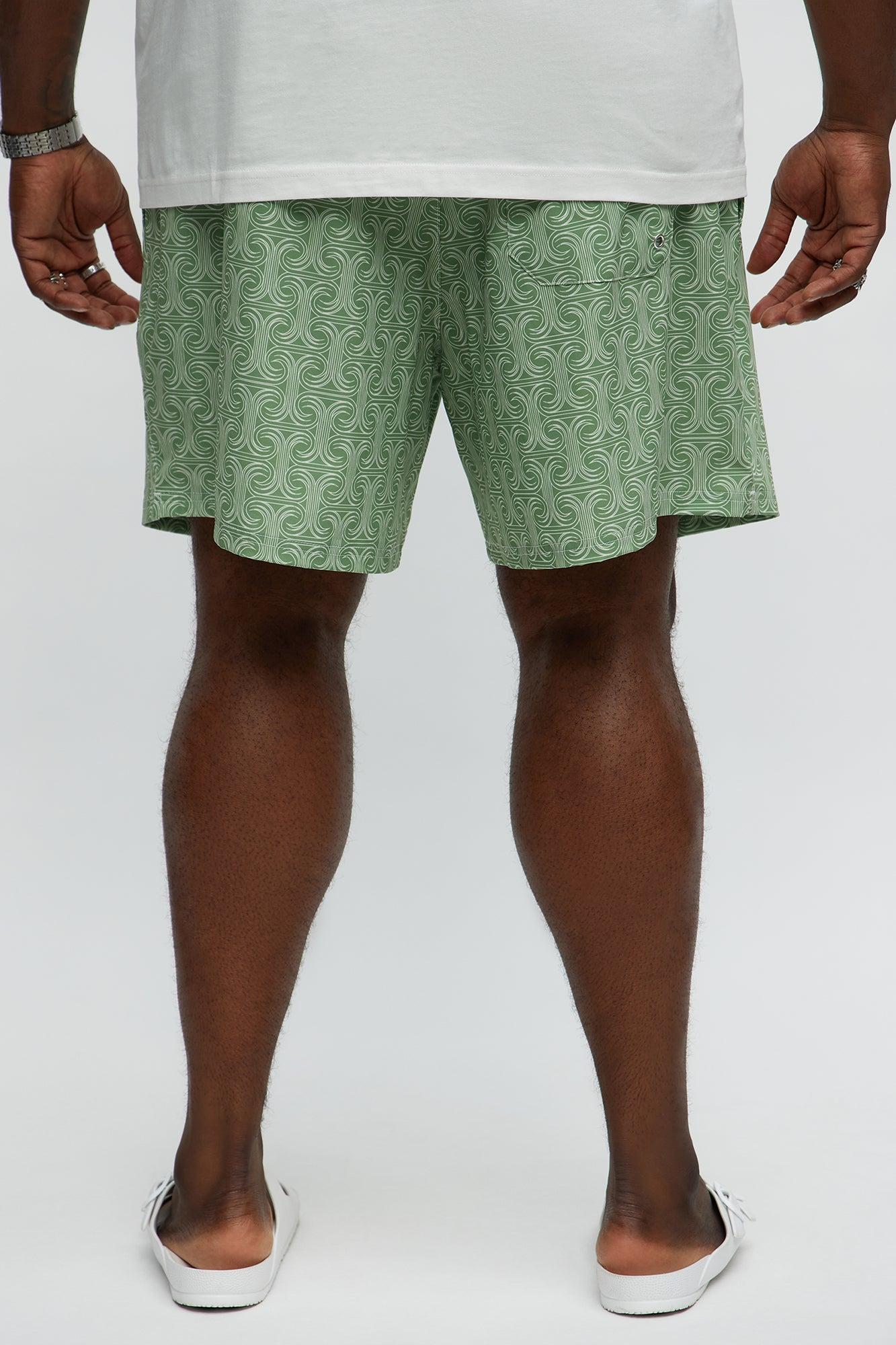 Temple Tide Swim Classic Trunk - Green/combo Product Image