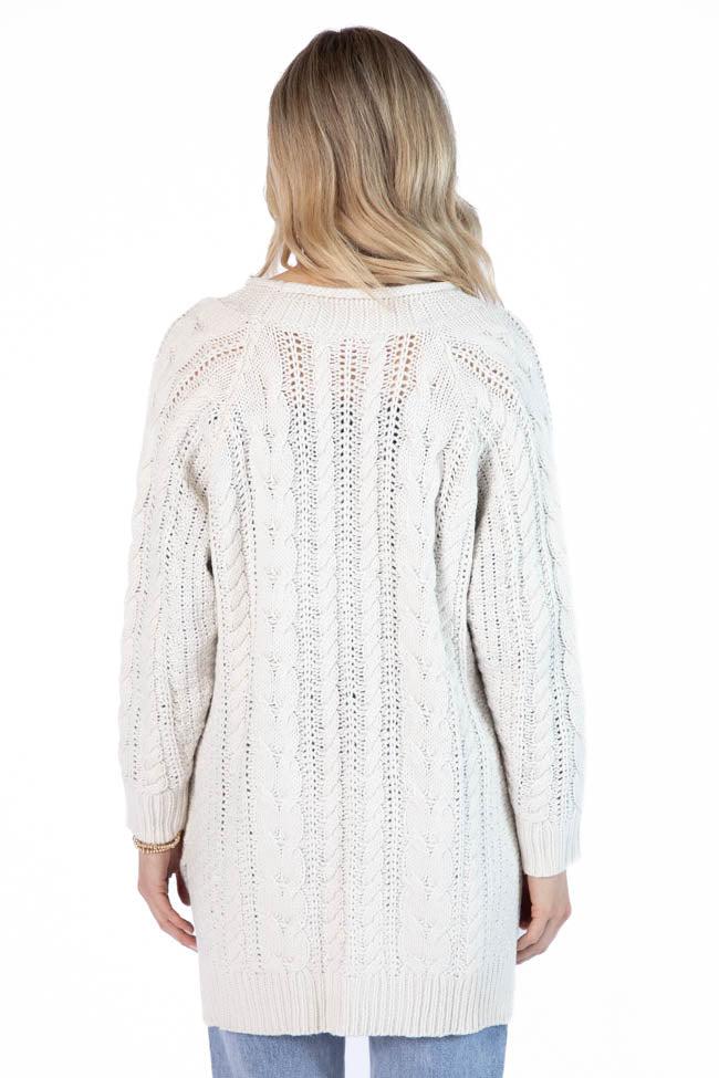 Sweet Nothings Cream Chunky Cable Knit Cardigan FINAL SALE Product Image