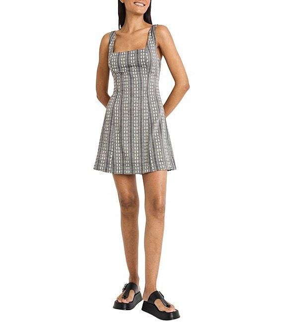 The Good Journey Square Neck Tie Back Stripe Cotton Mini Dress Product Image