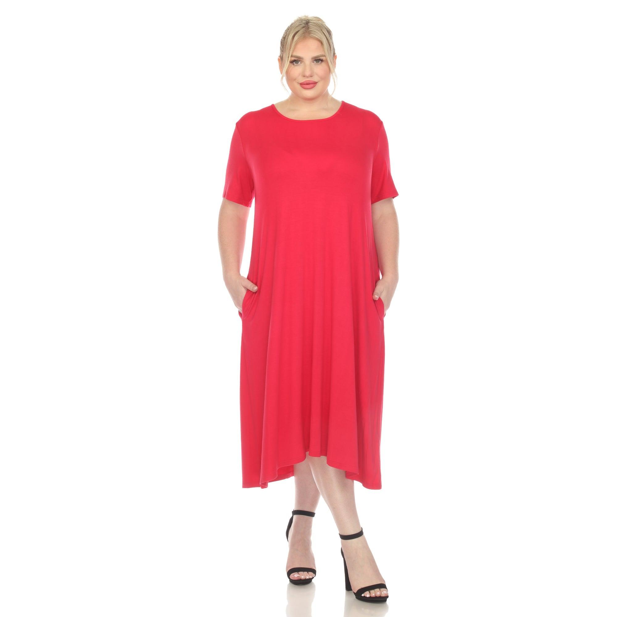 Short Sleeve Pocket Swing Midi Dress - Plus Product Image