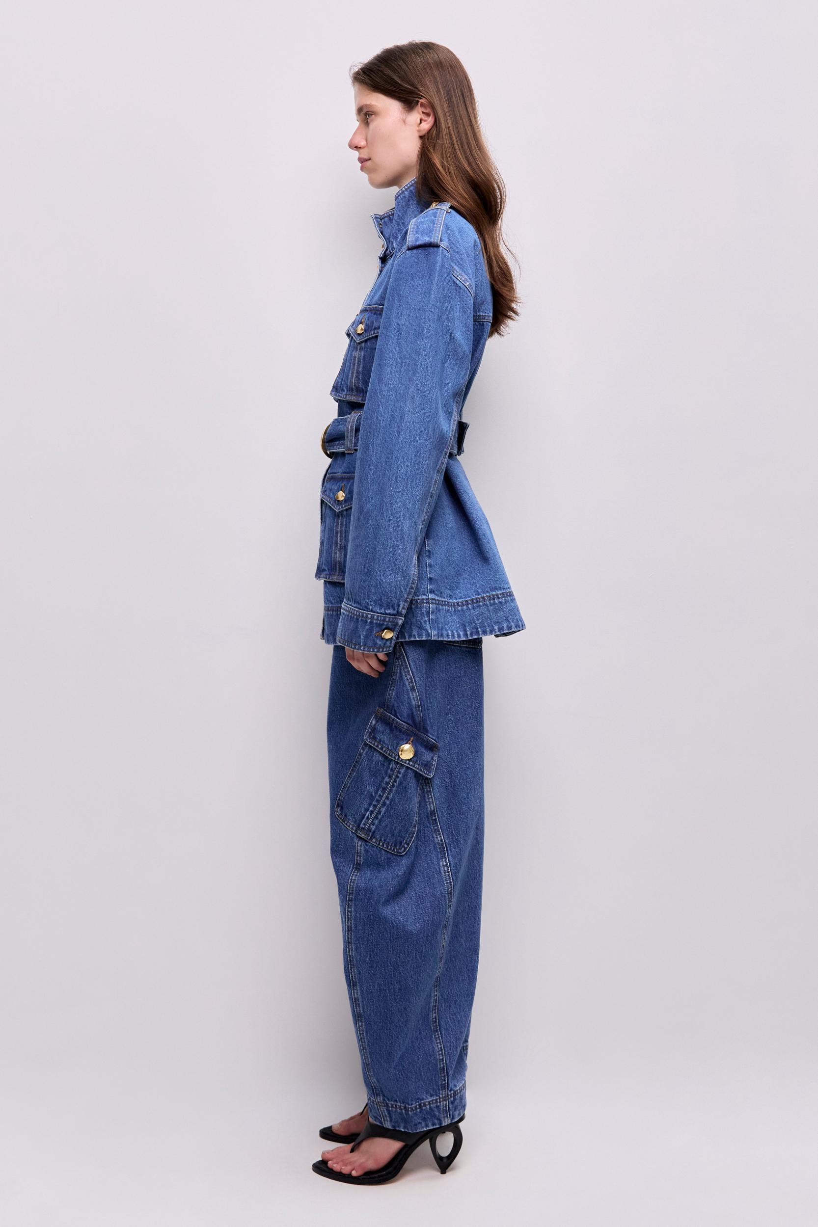 Loxley Denim Trench Jacket-MID WASH BLUE / 4 Product Image