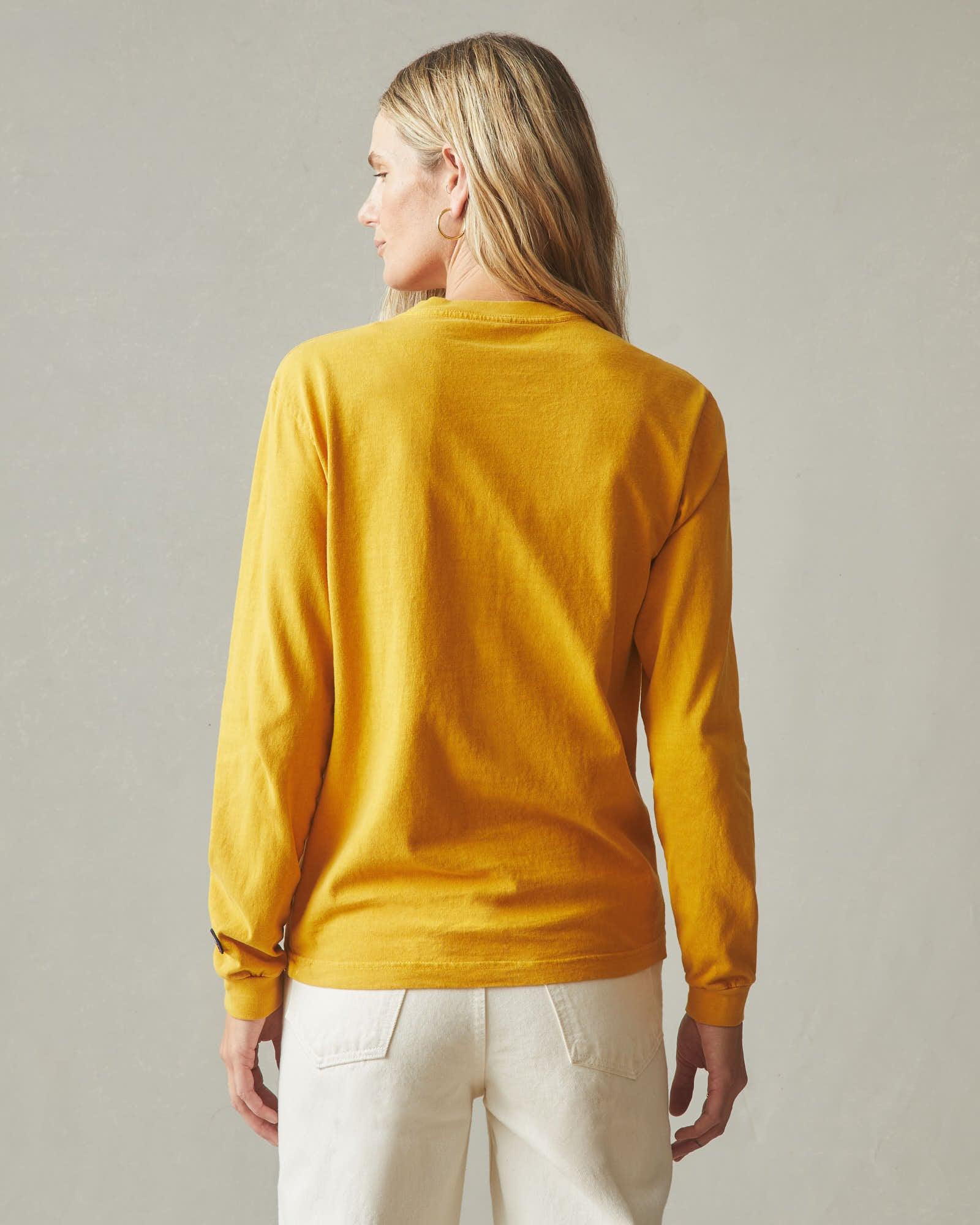 Women's Vintage Crew Long Sleeve Tee - Washed Golden Yellow Female Product Image