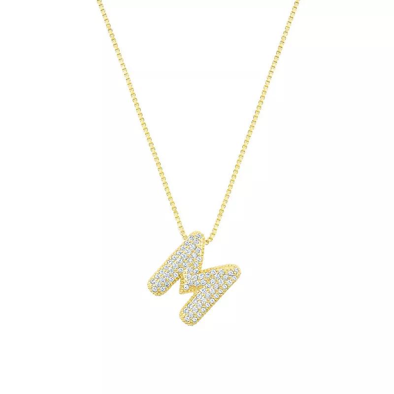 Adornia 14k Gold Plated Pave Bubble Letter Necklace, Womens Product Image
