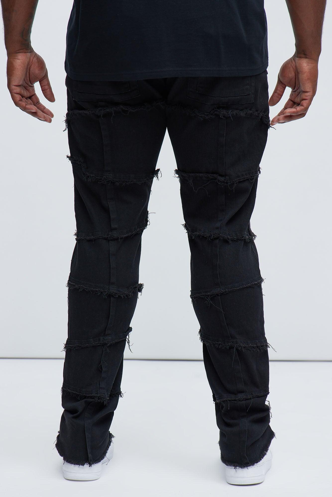 Get Me More Fray Panel Straight Jeans - Black Product Image