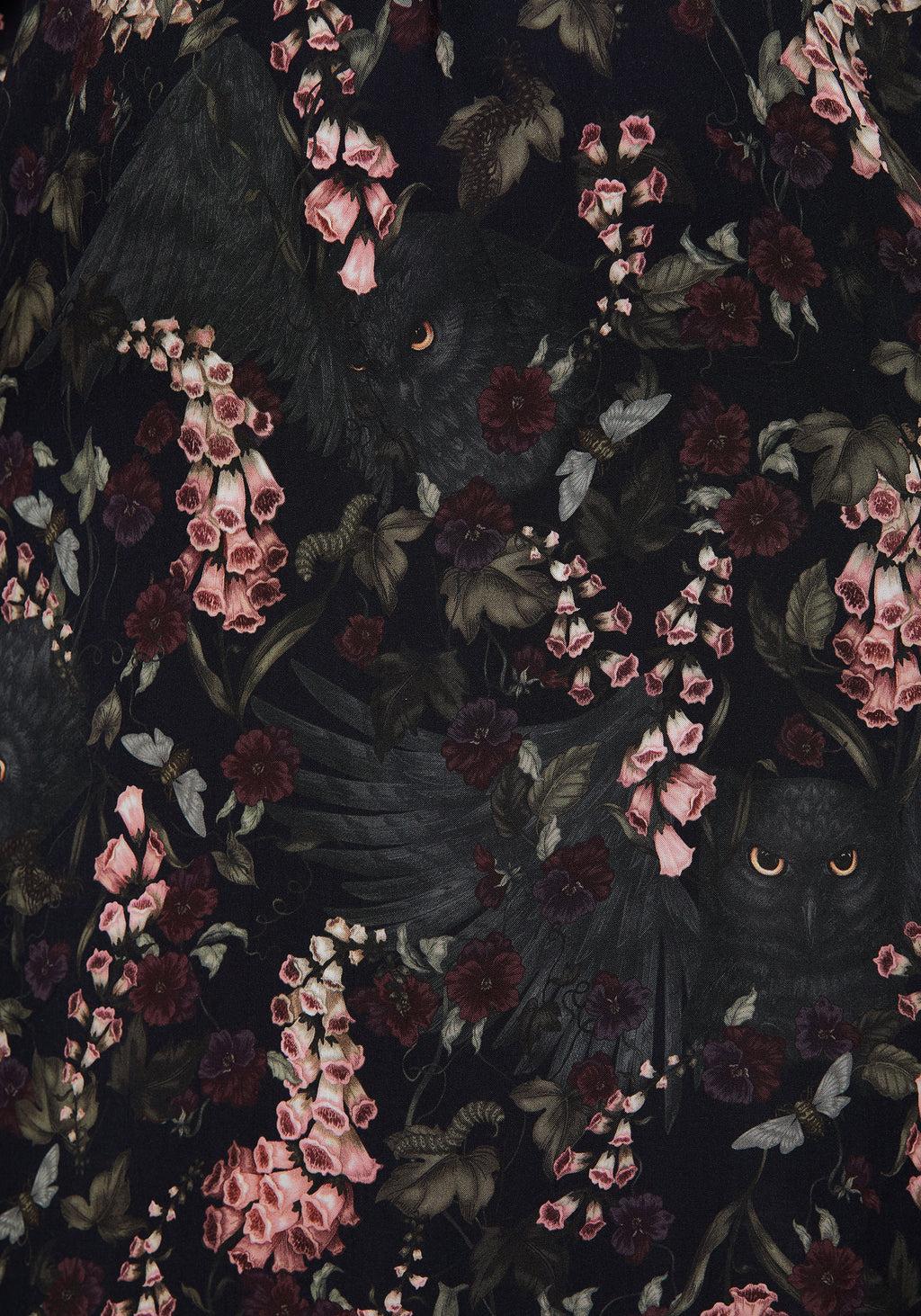 Noctua Owl Foxglove Printed Wrap Midaxi Shirt Dress Product Image