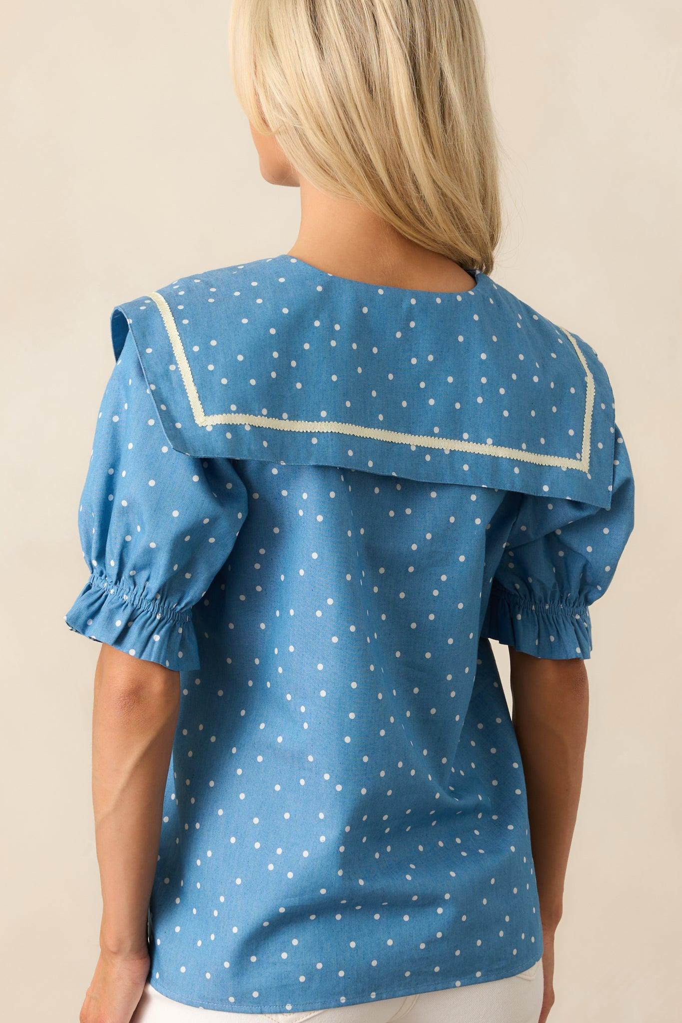 Keep It Classic Blue Chambray Button Front Top Product Image