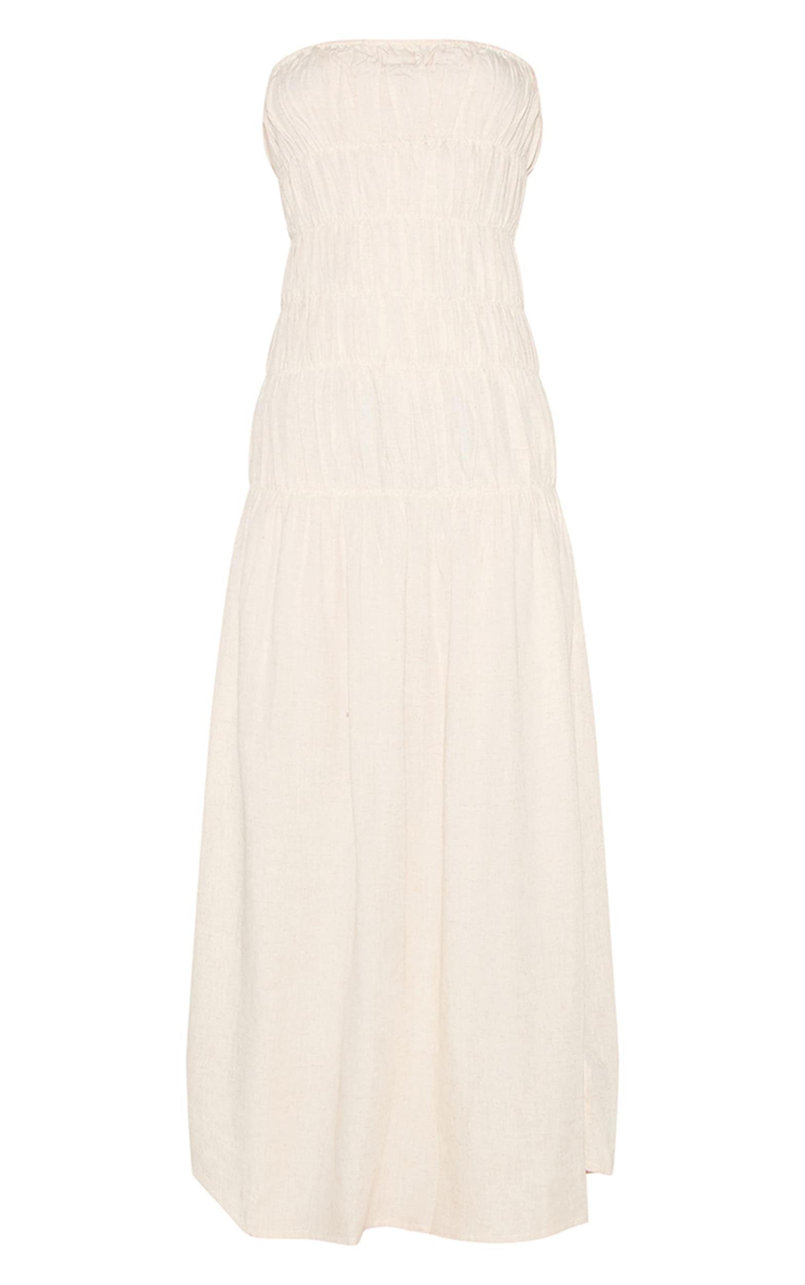 Natural Bandeau Ruched Detail Maxi Dress Product Image