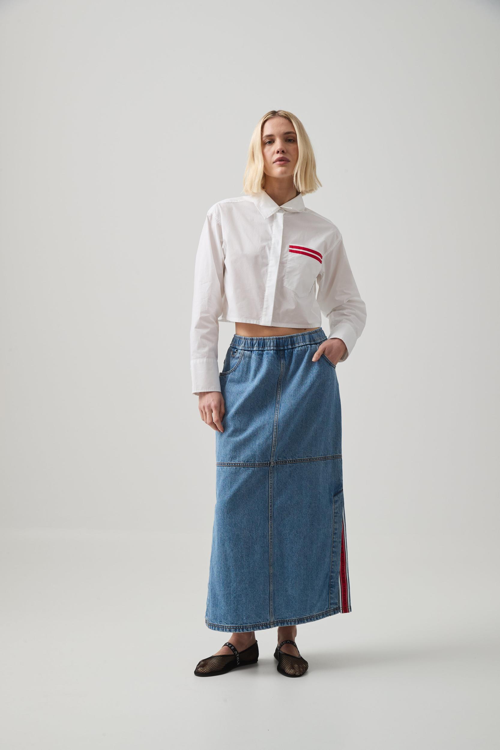 Longline Denim Skirt Product Image