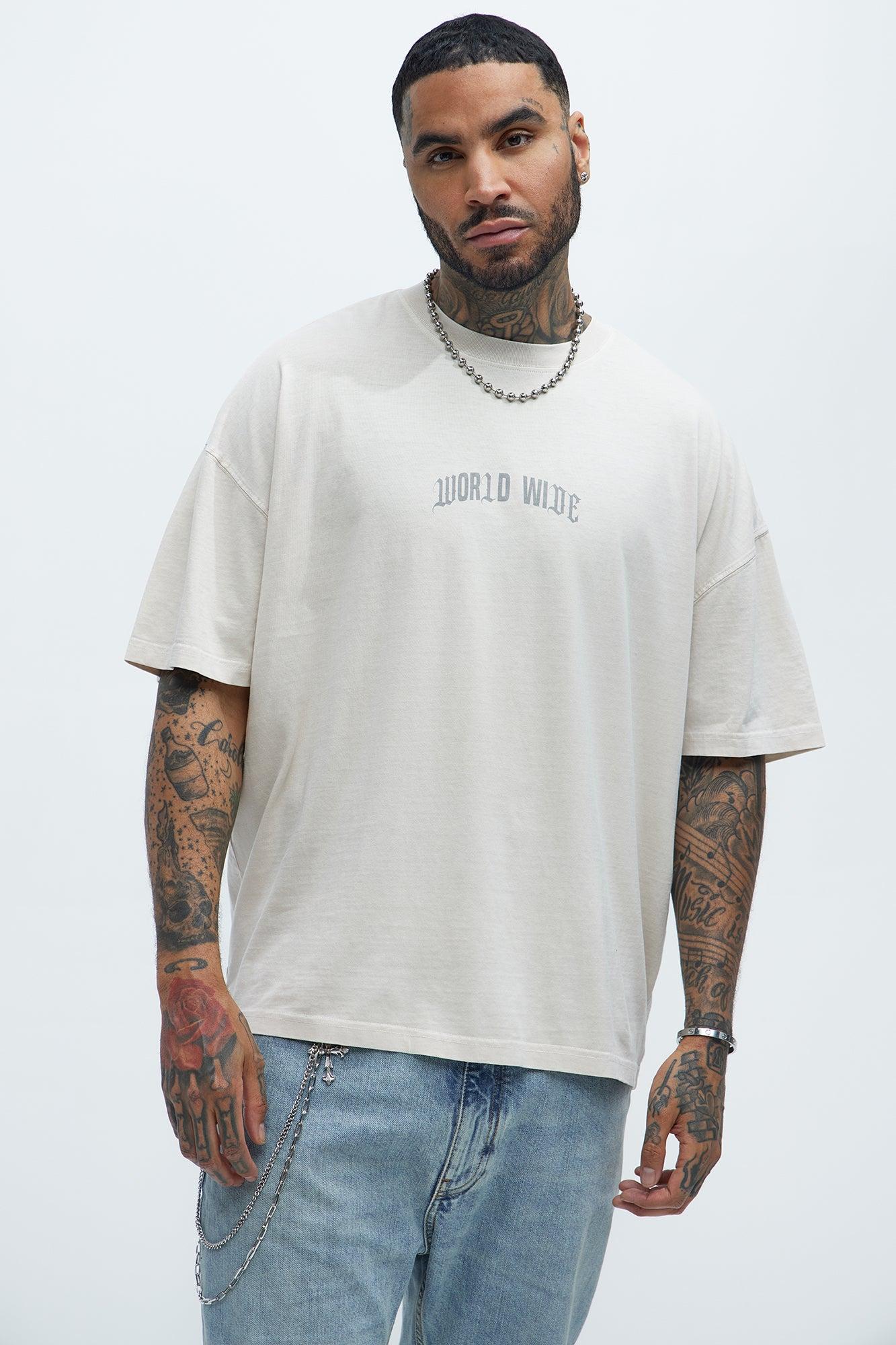 World Wide Chaos Oversized Short Sleeve Tee - Light Grey Product Image