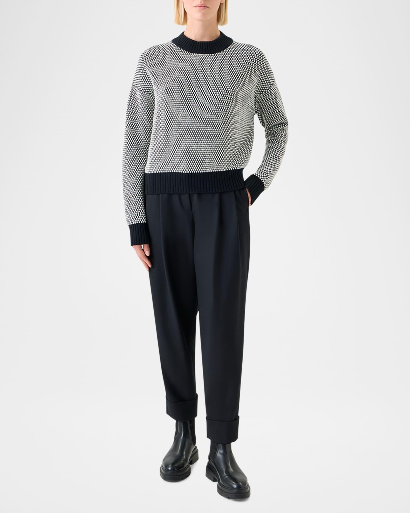 Cashmere-Wool 3D Dot Knit Crewneck Sweater Product Image