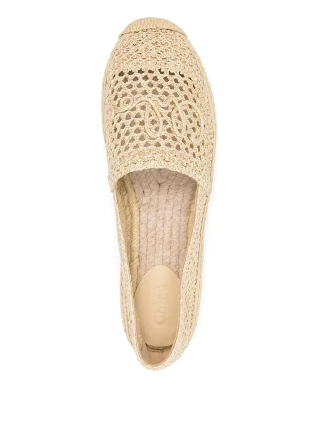 CHLOÉ Womens Chloe Isla Logo-embossed Crochet Espadrilles In Brown Product Image