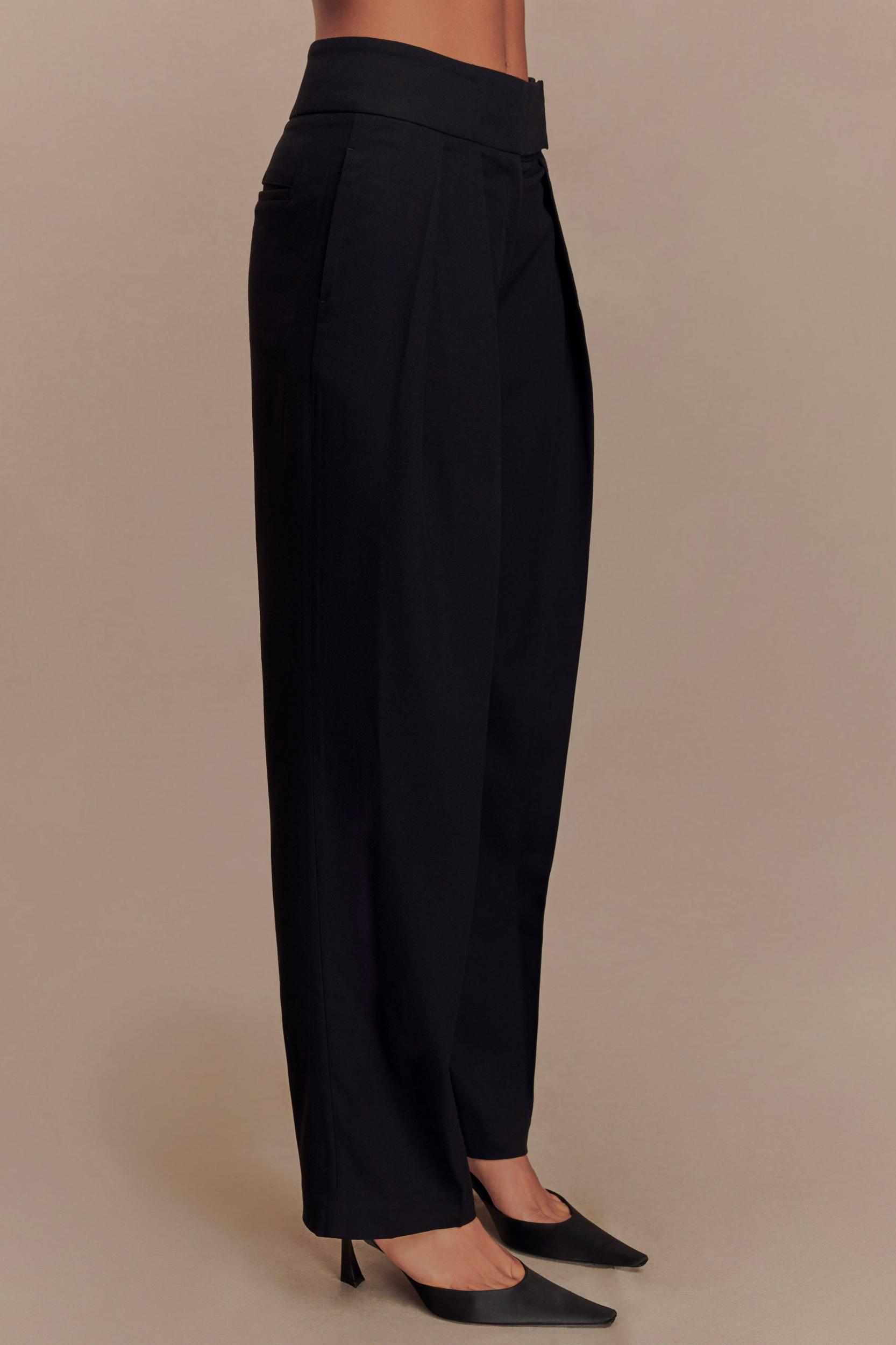 Penelope Pleated High Waisted Pants - Black Product Image