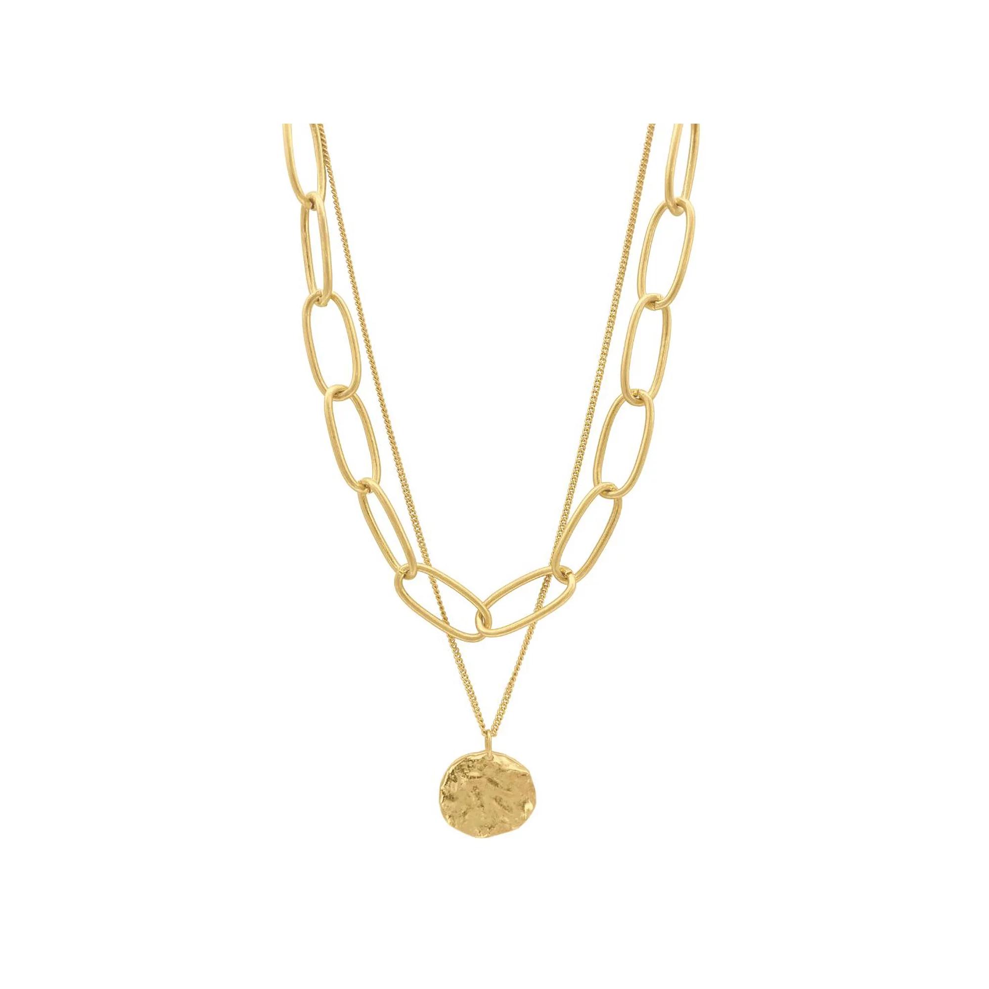 Adornia Oval Link Chain & Coin Pendant Layered Necklace, Women's, Size: 16-19" ADJ, Gold Tone Product Image