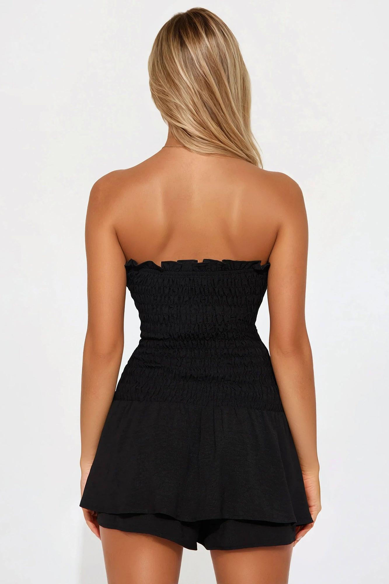 Sarabeth Smocked Romper - Black Product Image