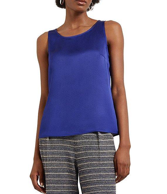 MISOOK Crepe De Chine Woven Round Neck Sleeveless Tank Product Image