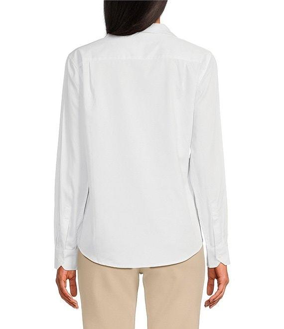 tyler boe Natalie Cotton Woven Point Collar Long Sleeve Concealed Button Front Blouse Product Image
