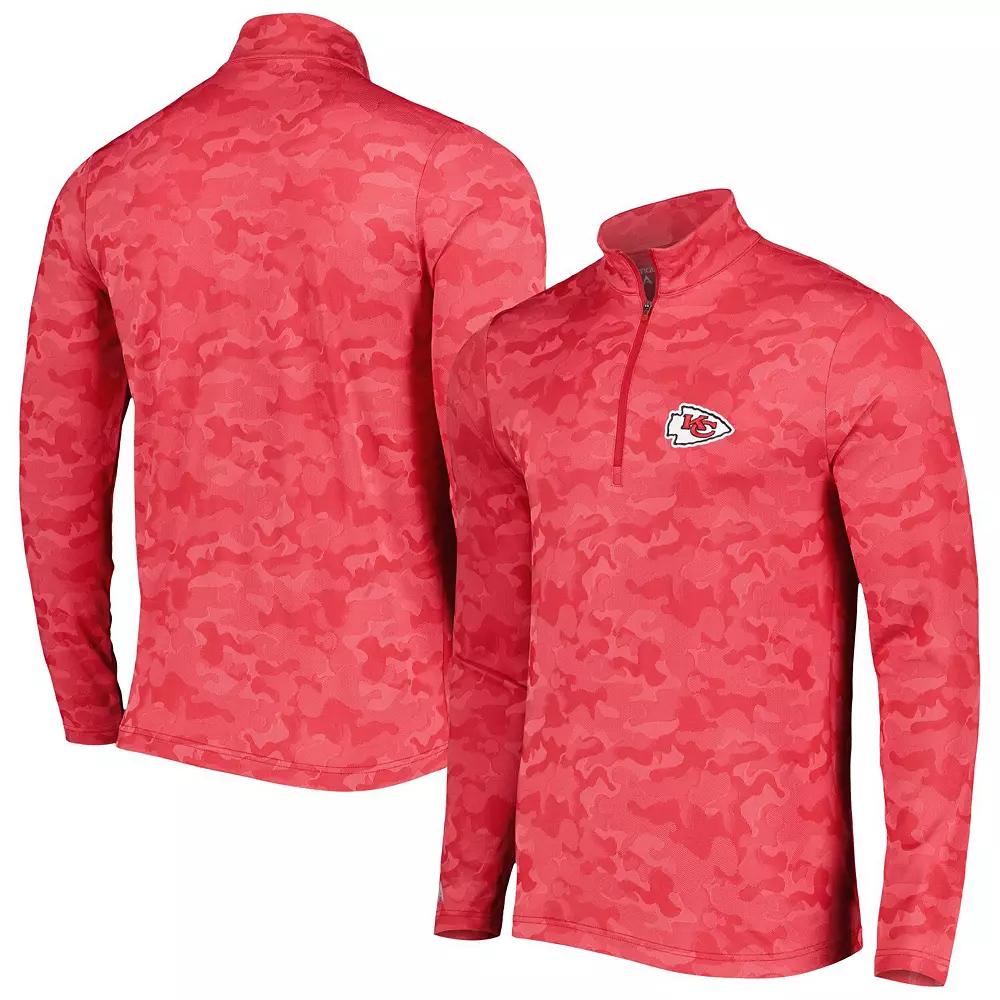 Men's Antigua Red Kansas City Chiefs Brigade Quarter-Zip Sweatshirt,  Product Image