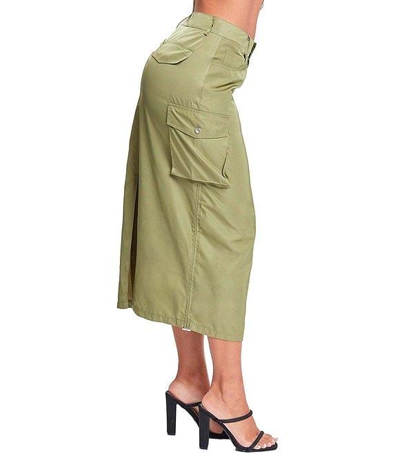 YMI Jeanswear Mid Rise Midi Cargo Skirt Product Image