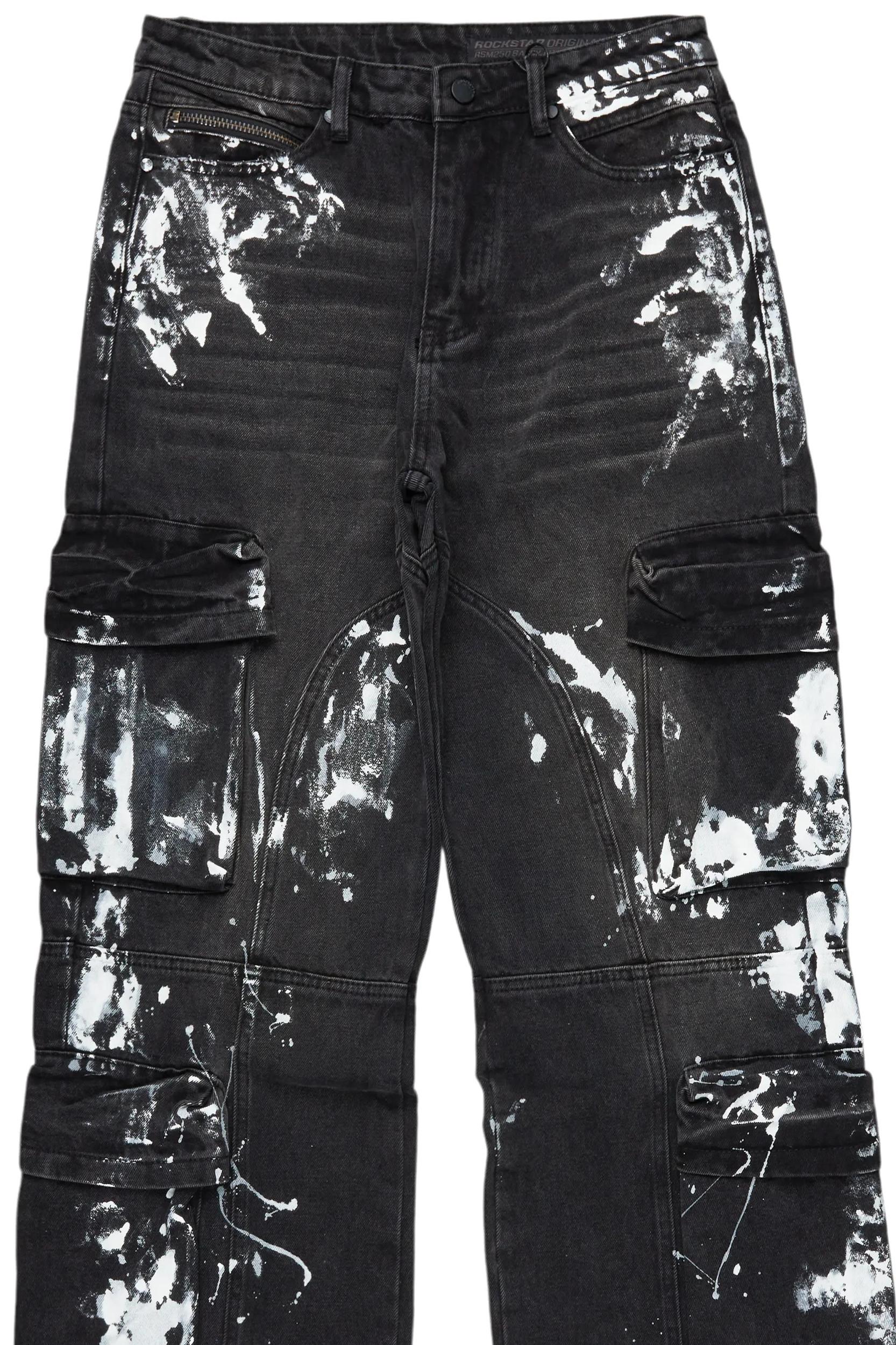 Alary Painter Black Baggy Fit Cargo Jean Male Product Image