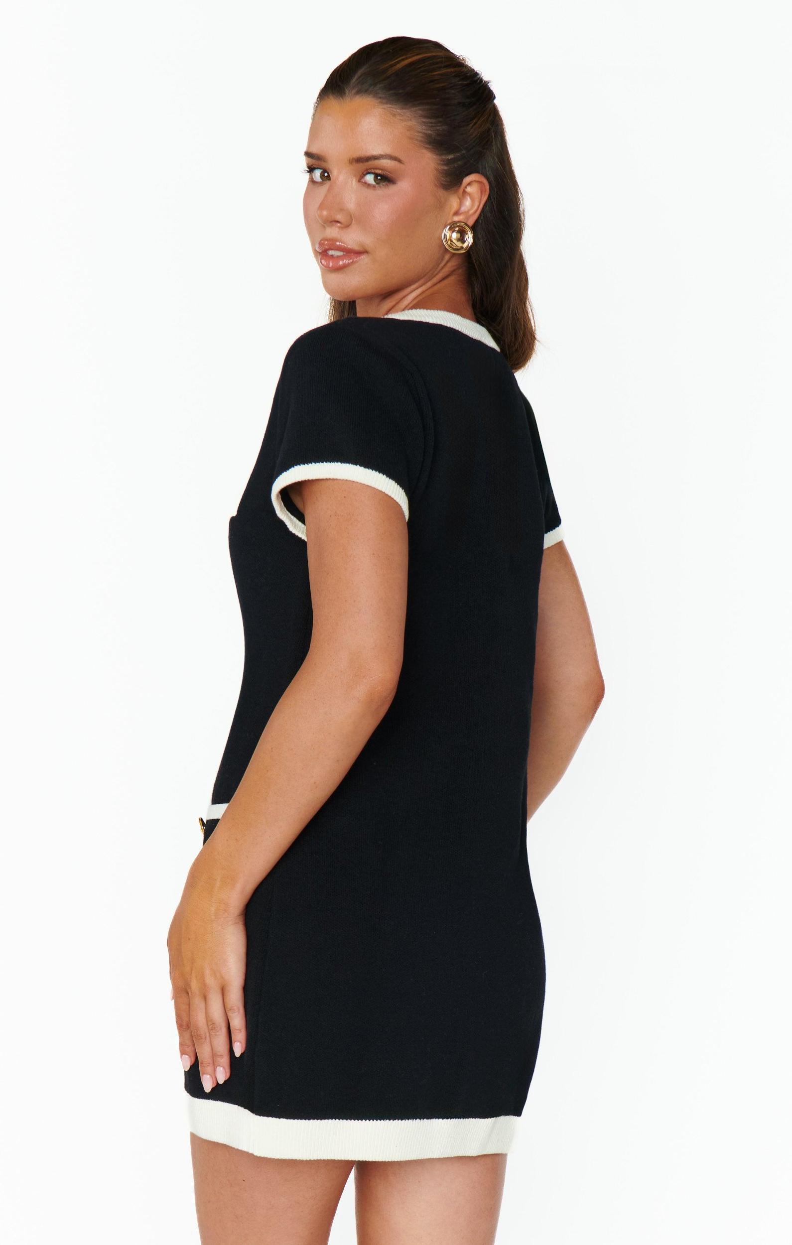 Sofia Sweater Dress ~ Black and Cream Knit Product Image