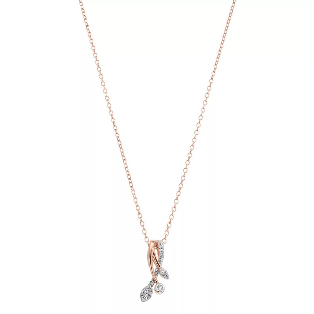 14k Rose Gold Over Silver Lab-Created White Sapphire Pendant Necklace, Women's, Size: 18", 14k Pink Plated Product Image