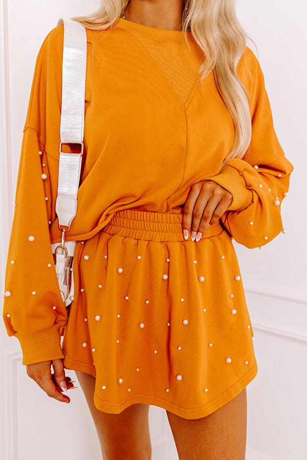 Sideline Chic High Waist Pearl Embellished Skort in Rust Product Image