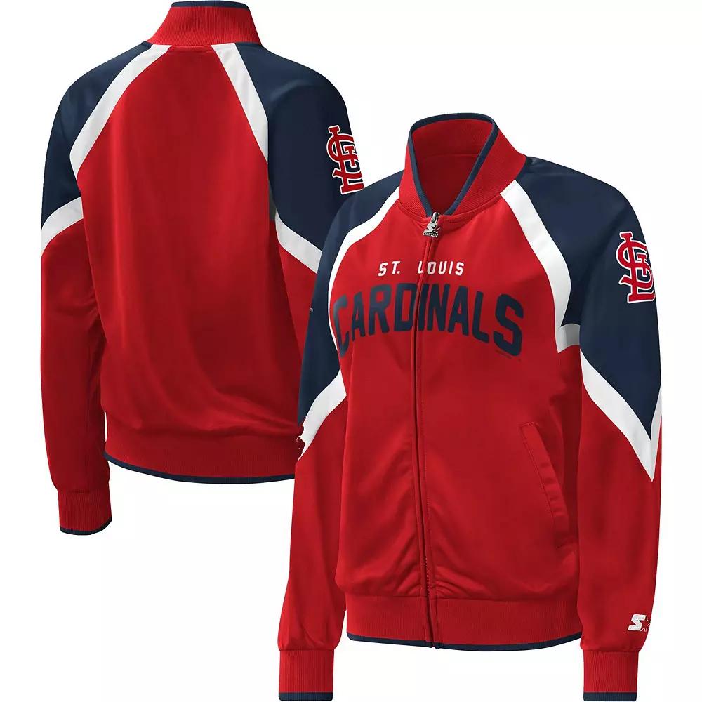 Women's Starter Red St. Louis Cardinals Touchdown Raglan Full-Zip Track Jacket, Size: XS Product Image