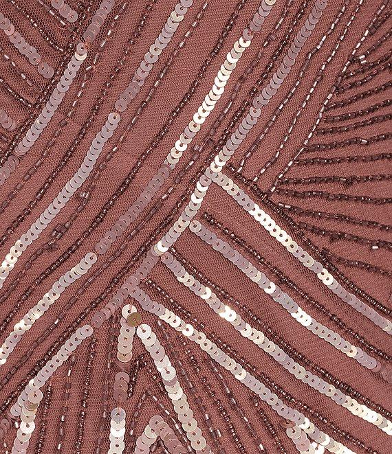 Pisarro Nights Beaded Mesh Boat Neck Cap Sleeve Blouson Gown Product Image