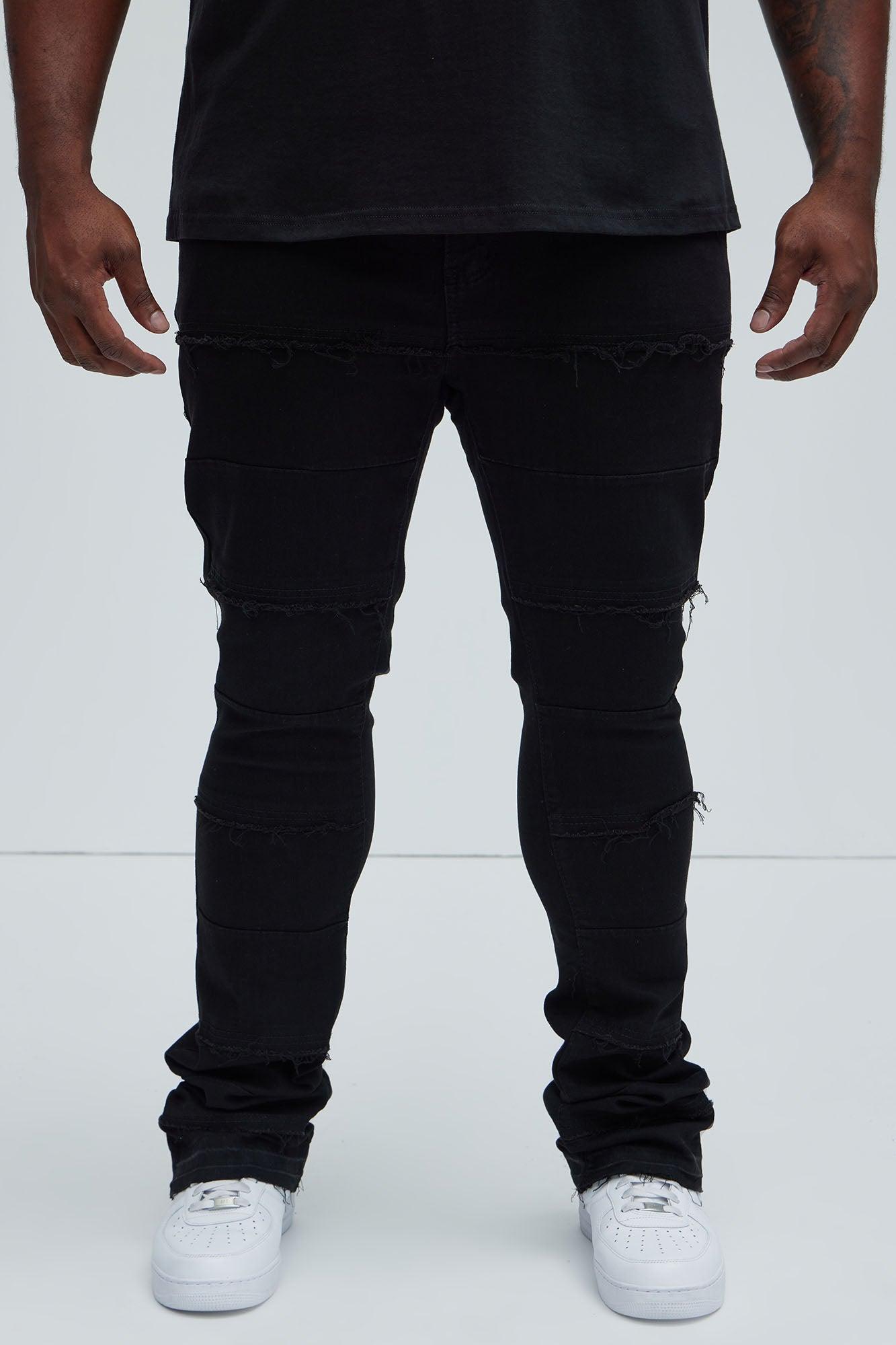 Go Out Frayed Stacked Skinny Flare Jeans - Black Product Image
