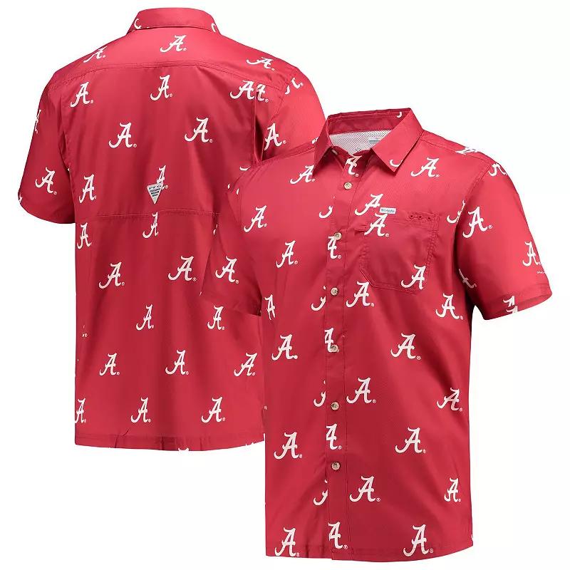 Mens Columbia Crimson Alabama Crimson Tide Super Slack Tide Omni-Shade Button-Up Shirt Product Image