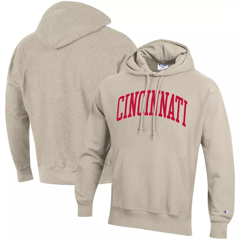 Men's Champion Heathered Oatmeal Cincinnati Bearcats Cincy Arch Pullover Hoodie,  Product Image