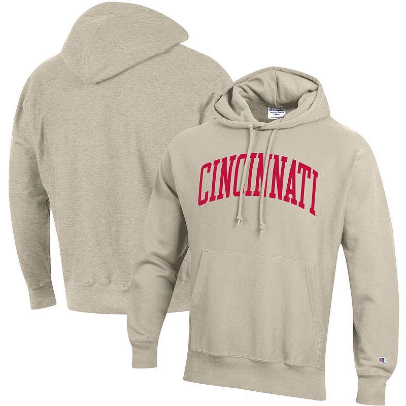 Men's Champion Heathered Oatmeal Cincinnati Bearcats Cincy Arch Pullover Hoodie,  Product Image