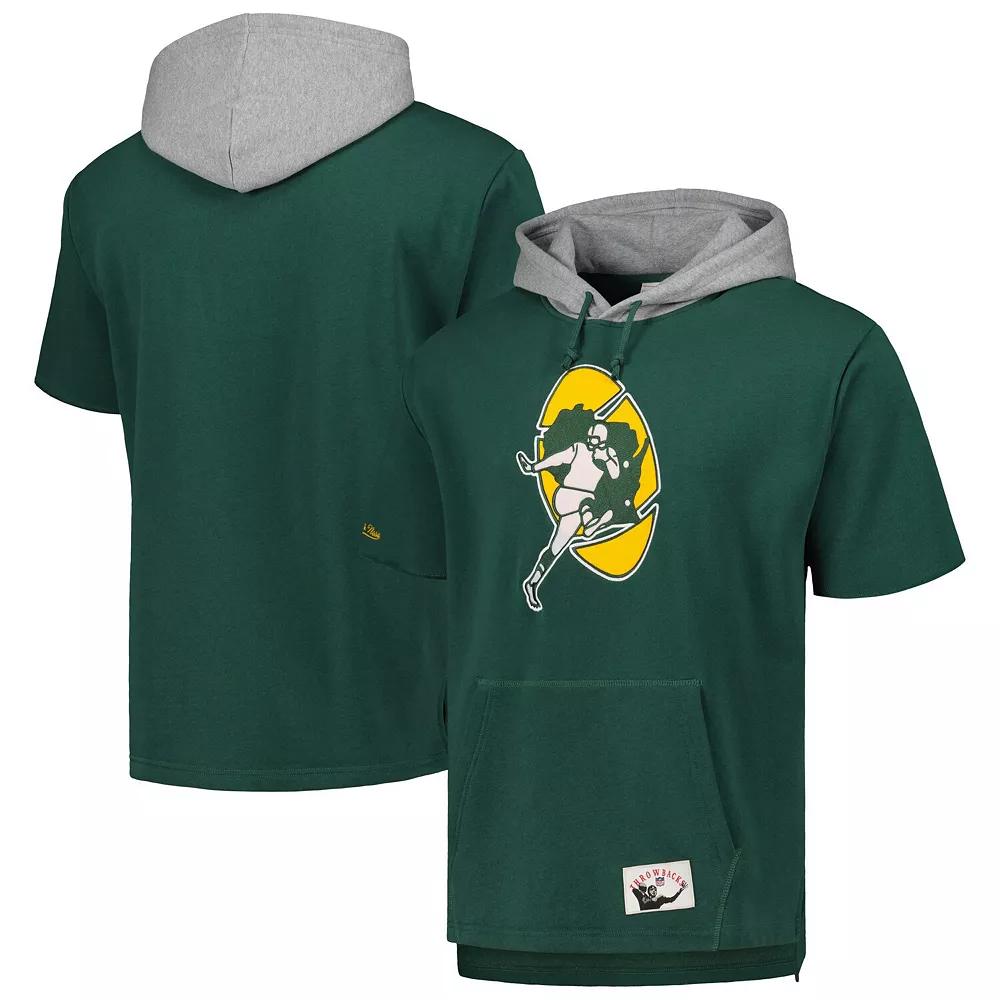 Men's Mitchell & Ness Green Green Bay Packers Postgame Short Sleeve Hoodie,  Product Image