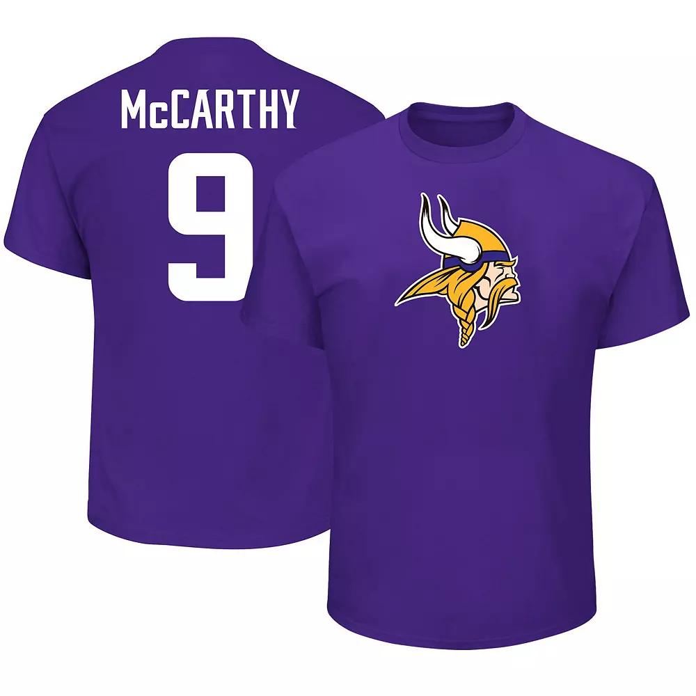 Men's Fanatics J.J. McCarthy Purple Minnesota Vikings Big & Tall Name & Number T-Shirt,  Product Image