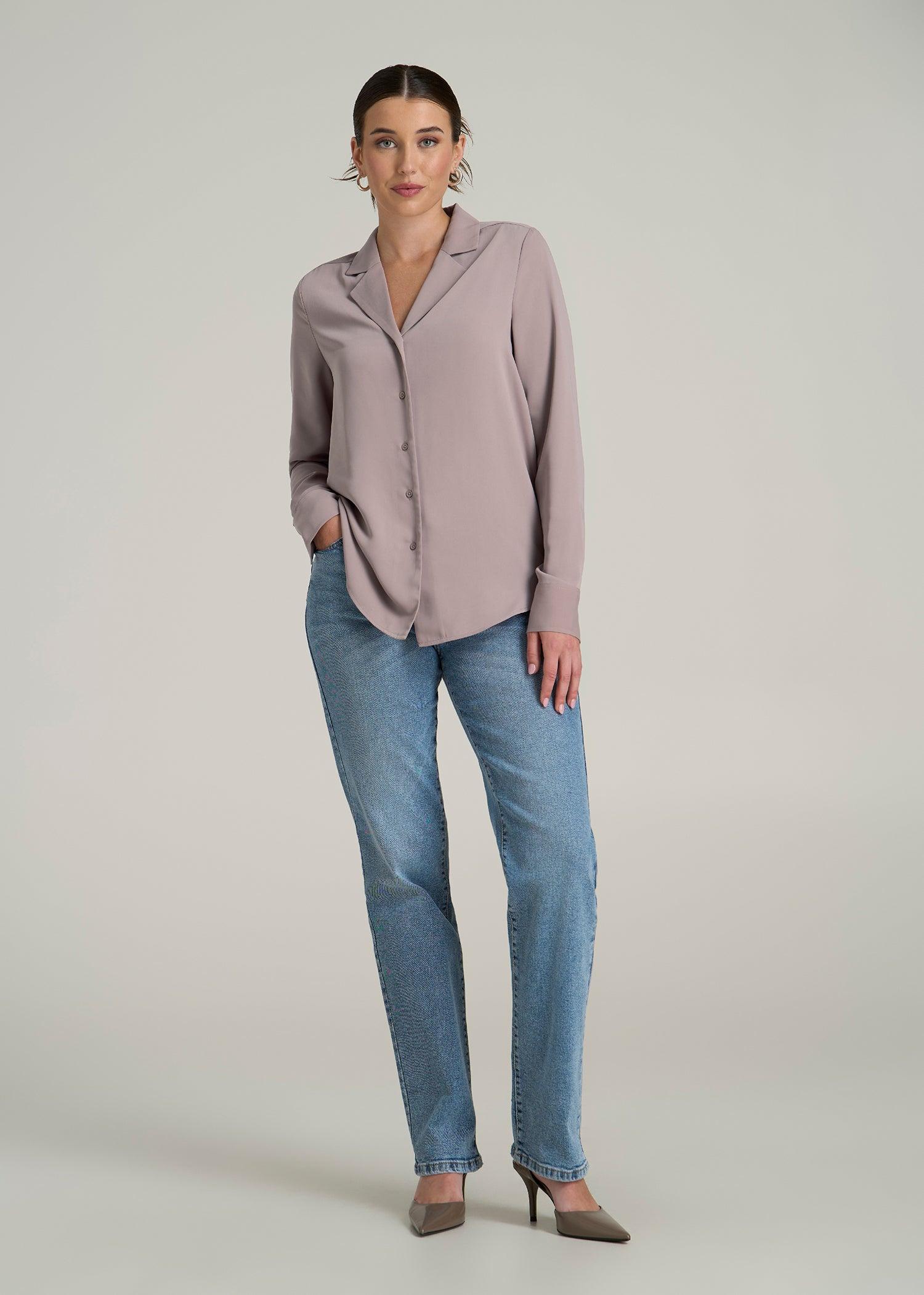 Notch Collar Blouse for Tall Women in Truly Taupe Female Product Image