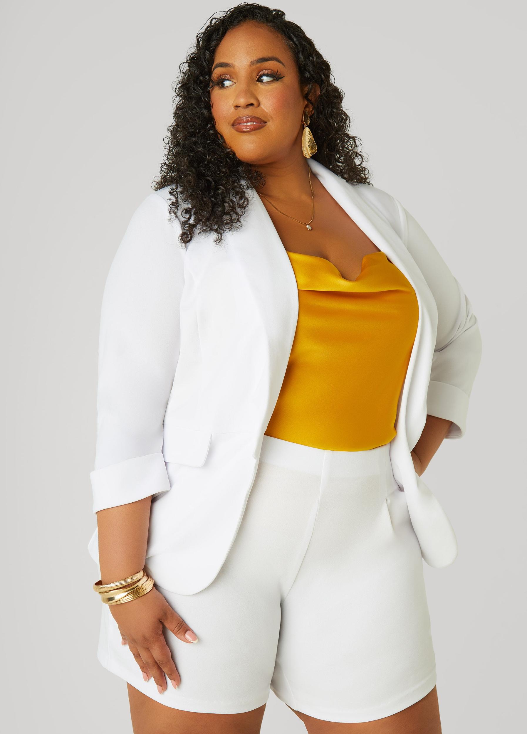 Cuffed Open Front Blazer Product Image