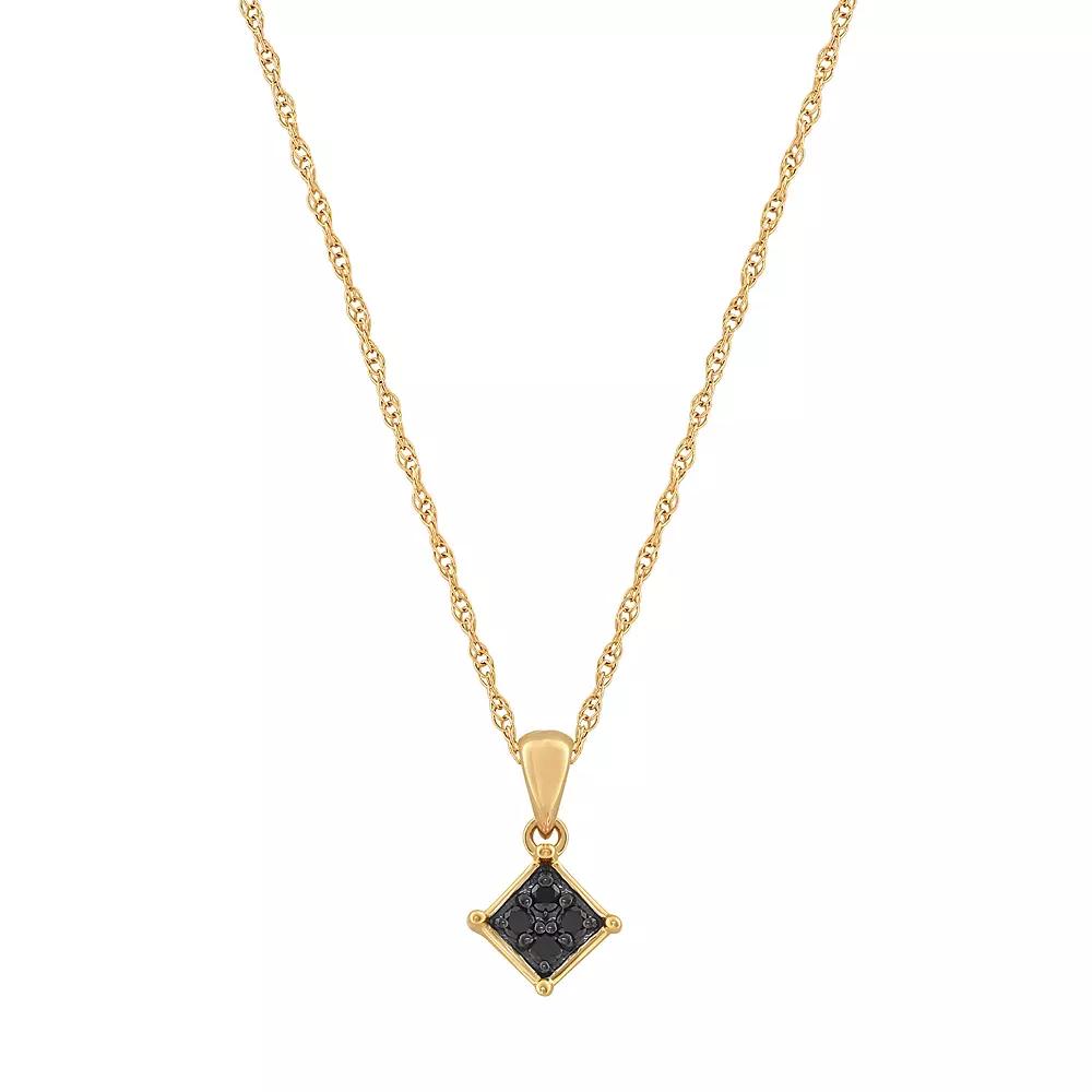 Celebration Gems 10k Gold 1/10 Carat T.W. Black Diamond Square Cluster Pendant, Women's, Size: 18", White Product Image